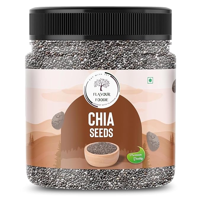 Flavour Foodie Premium Grade Chia Seeds 1KG | Natural Hydrator for Summers | High Protein & High Fibre Seeds for Eating | Resealable Jar Pack | Superfood for Smoothies, Salads & Baking