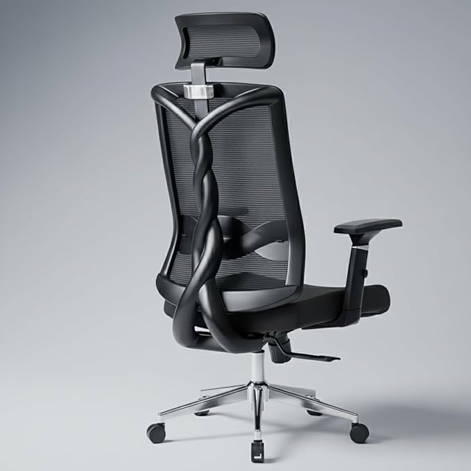 Spiralflex Ergonomic Office Chair for Work | Multi-Lock Synchro Tilt Mechanism | 4 Year Warranty | 3D Armrest | Adjustable Lumbar (Grey, 3 Position Lock)