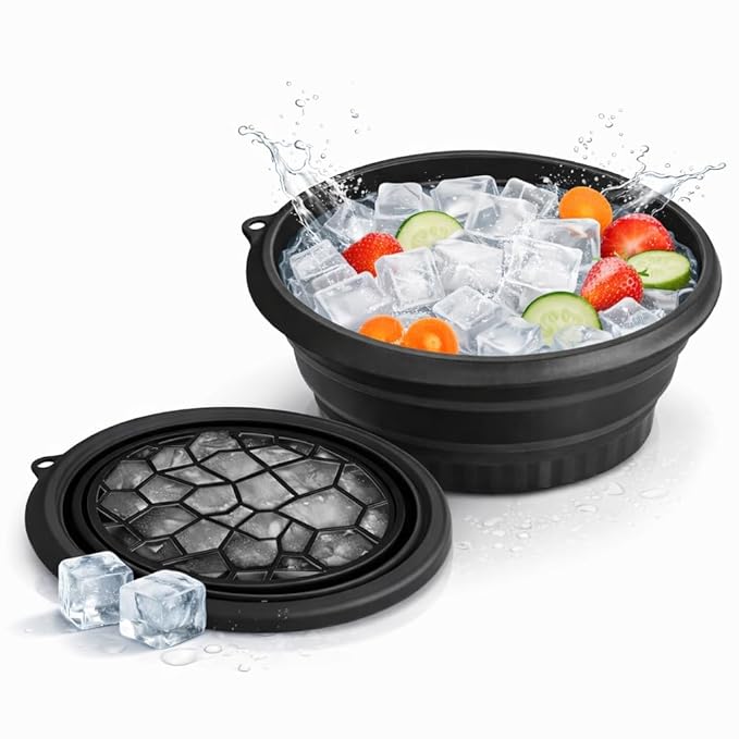 SHITHI Ice Face Bowl with Built-in Ice Tray, Collapsible Silicone Face Dipping Bowl for Ice Bath, Reduces Puffiness, Tightens Skin & Helps Acne Relief  -  Portable Skincare Tool for Home & Travel