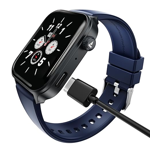 boAt Storm Call 4 India's first Smartwatch with Type-C Charging,1.96 (4.97 cm) HD Display, Functional Crown, BT Calling, Sports Modes, Heart Rate, SpO2, Sleep & Stress Tracking, SOS, IP68 (Navy Blue)