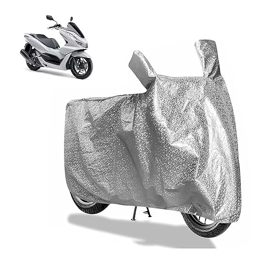 Sulfar Bike Cover for Honda PCX 160 (Maxi Scooter) | Waterproof, Dustproof & UV Protected | All Weather Two Wheeler Cover (Silver) New 2026 Variants