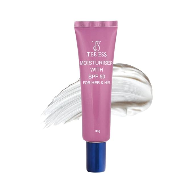 TEE ESS Moisturiser with SPF 50 | Unisex Moisturiser | Lightweight & Non-Greasy Face Cream | Deep Hydration with Vitamin E | Daily Skincare | For All Skin Types | Men & Women | 30g