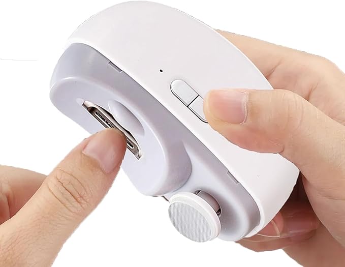 KIMEE Electric Nail Clipper Automatic Nail Trimmer with LED Light, 2 Speed Rechargeable Nail File, 2-in-1 Safe Nail Cutter for Kids, Elderly, Adults & Caregivers Portable Manicure Tool
