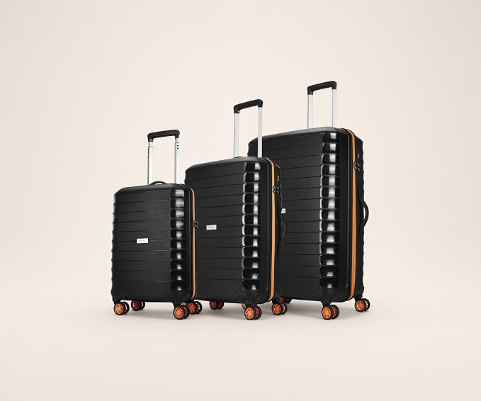 Aristocrat Altitude Set of 3 (Cabin+Medium+Large) Trolley Bags, Black