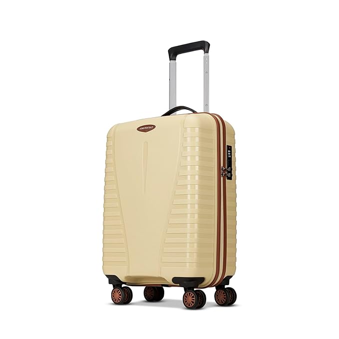 Aristocrat Airpro Max 8-Wheel Cabin, Hard Case Trolley Bag, Mojave Desert | Durable Polypropylene Case, Lightweight, Combination Lock, Sturdy Zipper, Compact Travel Luggage, 3-Year Global Warranty