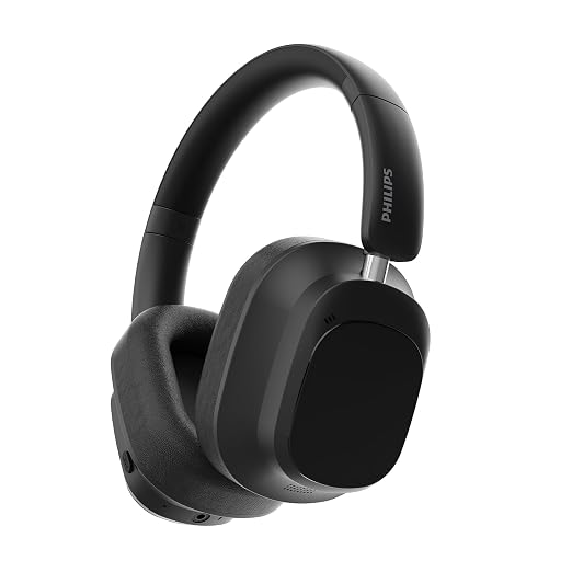 PHILIPS TAH6550 Bluetooth Wireless Over-Ear Headphones with 3 Mics, 60 Hours Battery Life, 40mm Drivers, Bluetooth 5.3, Dual Pairing, USB-C Charging, AUX Connectivity, Black