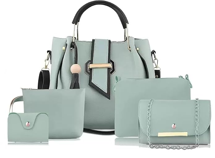 Handbag Set for Women 5 Pcs Combo, PU Leather, Crossbody Sling Bag, Clutch Wallet, Pouch & Card Holder, Spacious Ladies Purse Set for Office, Travel & Shopping