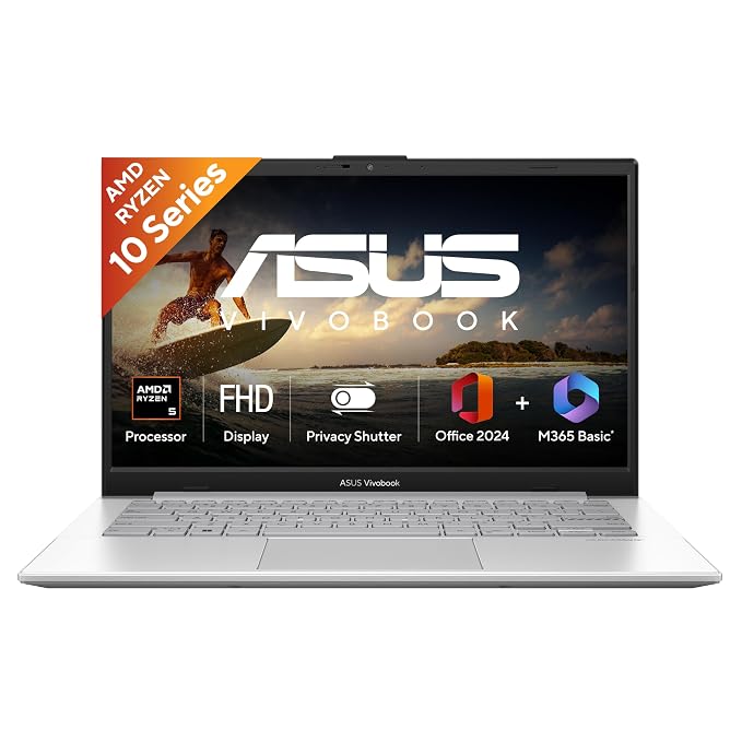 ASUS Vivobook Go 14 (2026),AMD Ryzen 3 30,AMD Radeon iGPU,8GB RAM,256GB SSD,FHD,14"(35.5 cm),Windows 11 Home,M365 Basic(1 Year),Office 2024,Cool Silver,1.38 kg,E1404FA-EB1762WS,Thin & Light Laptop