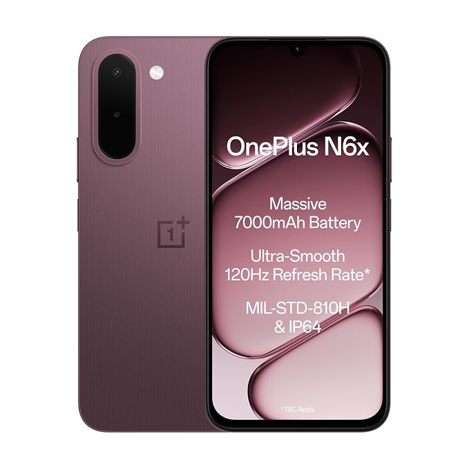 OnePlus N6x | 4GB+64GB | Burgundy Red | 7000mAh Battery | Power for Days | 36-Months Smoothness | Smooth 120Hz Display | Largest 5300mm2 Cooling System | Military-Grade Durability