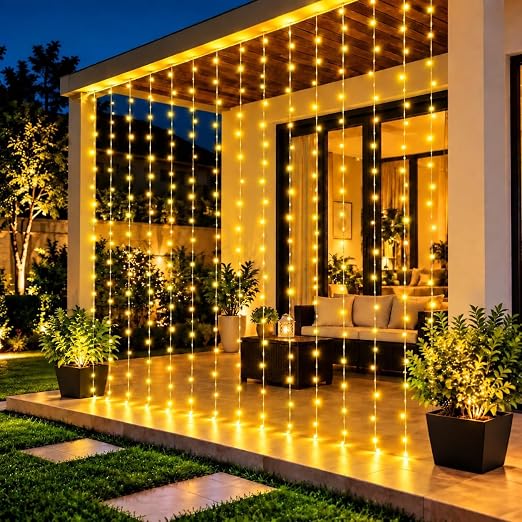 Desidiya 200 LED Waterfall Curtain String Lights 3x2m Warm White