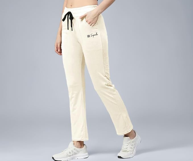 Women's Premium Cotton Solid Track Pant with Elastic Waistband, Adjustable Drawstring and Side Pockets