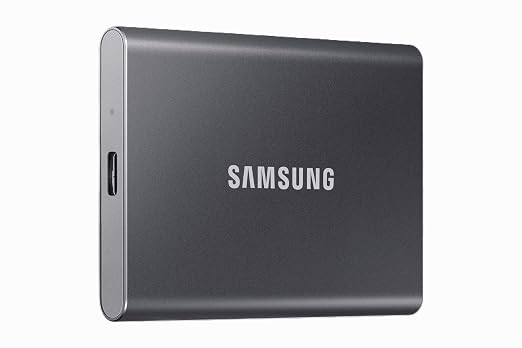 Samsung T7 1TB, Portable SSD, up to 1050MB/s, USB 3.2 Gen2, for Photography, Gaming, Students & Professionals, External Solid State Drive (MU-PC1T0T), Grey