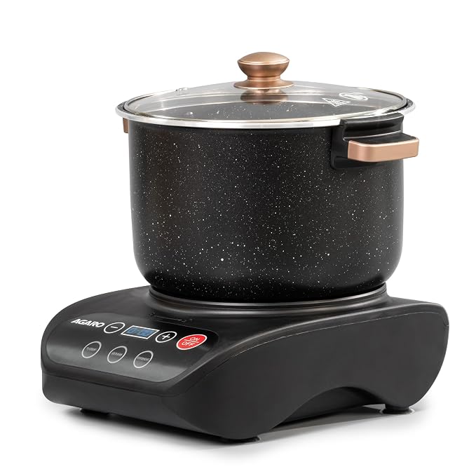 AGARO Regal Dough Maker Machine, 5L, 300W Electric Atta Maker with Automatic Dough Kneading, Ceramic-Coated Bowl with lid, Dough Maker with 100% Copper Motor, 1 Year Warranty, Black
