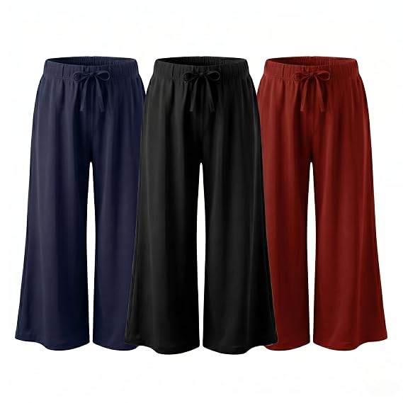 Girls Plain Palazzo Pack of 3 | Kids Rayon Plazzo Combo