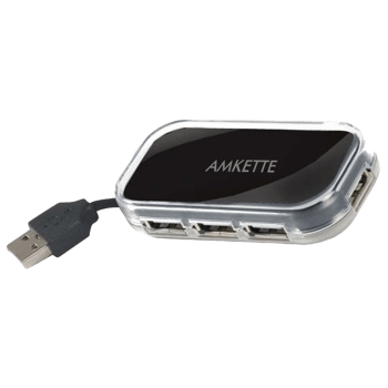 Amkette Turbo 4-Port USB 2.0 (Type-A) to USB 2.0 (Type-A) USB Hub (340PP, Black)