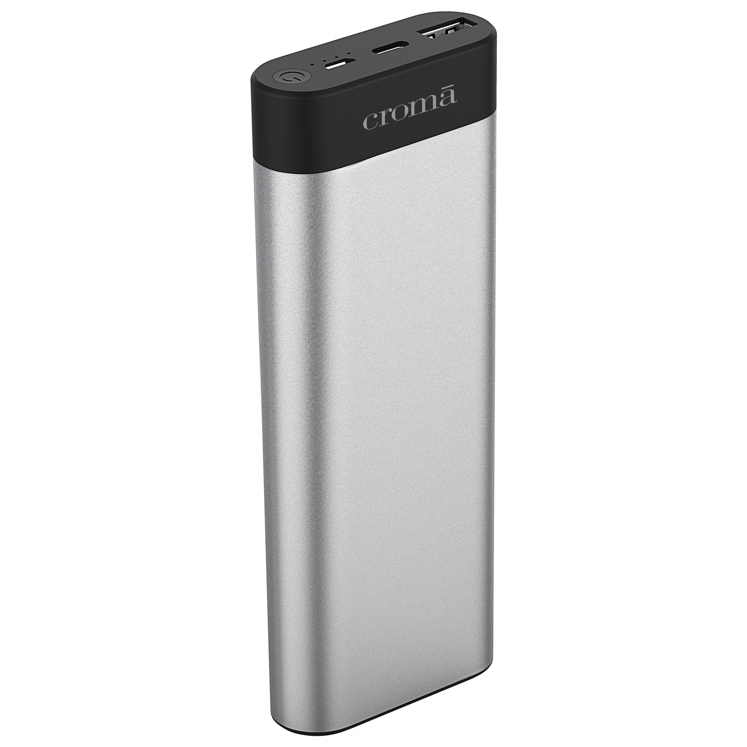 Croma 15600 mAh 45W Fast Charging Power Bank (1 Type C, 1 Micro USB & 1 Type A Ports, Aluminium Casing, Over Charge Protection, Silver)