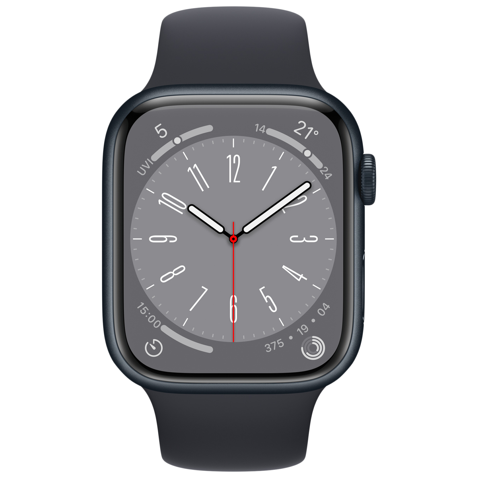 Apple Watch Series 8 with Sports Band (41mm Retina LTPO OLED Display, Midnight Aluminium Case)