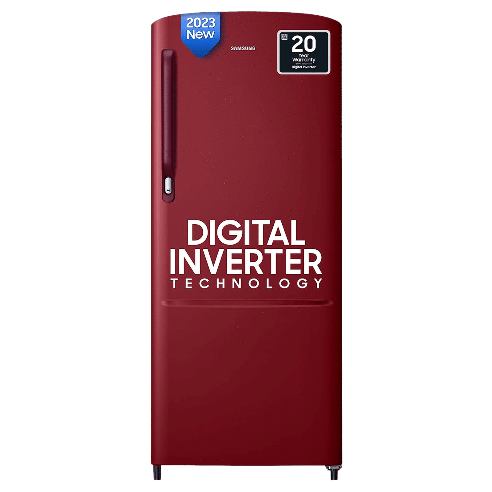 SAMSUNG 183 Litres 2 Star Direct Cool Single Door Refrigerator with Toughened Glass Shelves (RR20C2412RH/NL, Scarlet Red)
