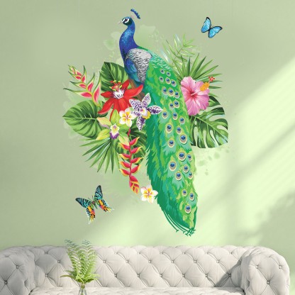 ASIAN PAINTS Wall-Ons 'Magnificence of a Peacock' Decal, DIY Removable Peel and Stick Medium Decal  (Pack of 1)
