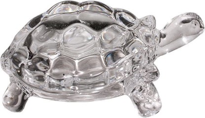 RIVES Crystal Turtle Tortoise for Feng Shui and Vastu for Career and Luck, Transparent, Standard Decorative Showpiece  -  6 cm  (Glass, Clear)