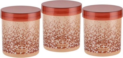 POLYSET Polyset Opal - 1050 ml Plastic Grocery Container (Brown) Set of 3  - 1050 ml Plastic Utility Container  (Pack of 3, Brown)