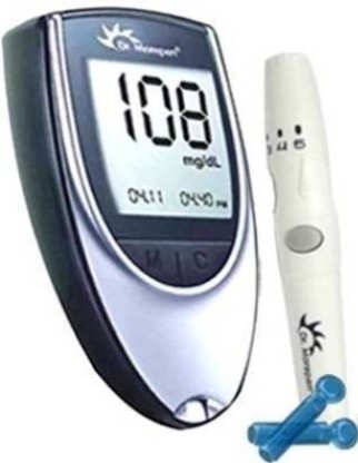 Dr. Morepen Blood Sugar Glucose checking machine(with 10 Free Swabs)(Only Glucometer+lancet+lancing device - Without Strips) Glucometer Glucometer  (Grey/Black)