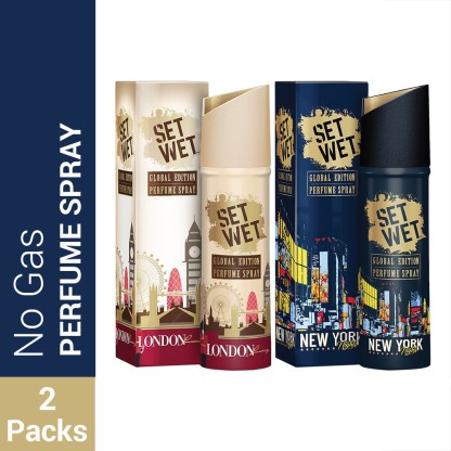 SET WET Global Edition London Luxury and New York Nights Perfume Body Spray  -  For Men  (240 ml, Pack of 2)