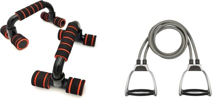 GJSHOP General ab exerciser workout toning tube with plastic pushup bar home, gym fitness combo kit Gym & Fitness Kit