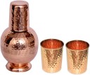 AKOSHA HAND MADE HAMMERED JUG (750ML) WITH 2 PCS COPPER GLASS (2X300ML) Jug Glass Set  (COPPER)