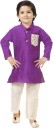 Boys Festive & Party Kurta and Pyjama Set  (Purple Pack of 1)
