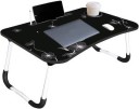 LavelX Multipurpose Foldable Table with Cup Holder, Study , Bed ,Table, Portable Wood Portable Laptop Table  (Finish Color - Flower Black, Pre Assembled)