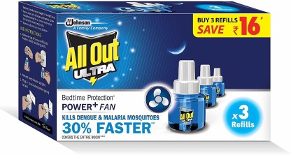 All Out Ultra Power+ FAN (3 refills pack) Mosquito Vaporiser Refill  (3 x 45 ml)