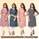 Pack of 4 Women Printed Crepe Straight Kurta  (Multicolor)