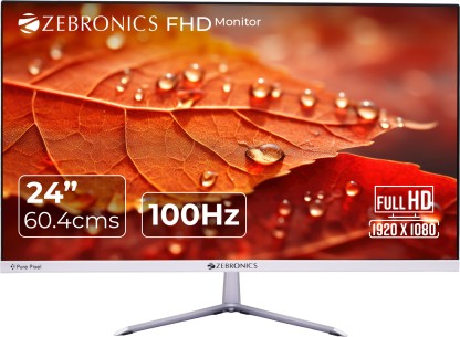 ZEBRONICS Pure Pixel 60.96 cm (24 inch) Full HD VA Panel with 250 nits brightness, HDMI, VGA, Ultra Slim Bezel, Built-in Speakers, Metal Stand, Wall Mountable Monitor (ZEB-EA124)  (Response Time: 12 ms, 100 Hz Refresh Rate)