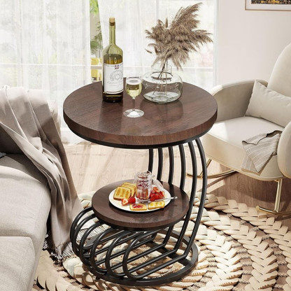 Unique Arts Shoppee Unique Arts Gleaming Iron Haven: A Stylish Metal Side Table for Modern Spaces Metal Side Table (Finish Color - Brown & black, Pre-assembled)
