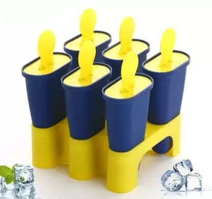 MY International Ice Cream Maker / Kulfi Mould / Popsicle Mould Blue, Yellow Plastic Ice Cube Tray (Pack of1)