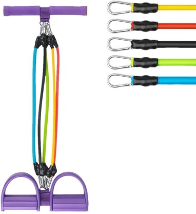 LUHI Pedal Resistance Band 5-Tube for Abdomen/Waist/Arm/LegStretching Slimming Training Ab Exerciser  (Multicolor)