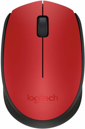Logitech M171 / Optical Tracking, Ambidextrous Wireless Optical Mouse  (2.4GHz Wireless, Red, Black)