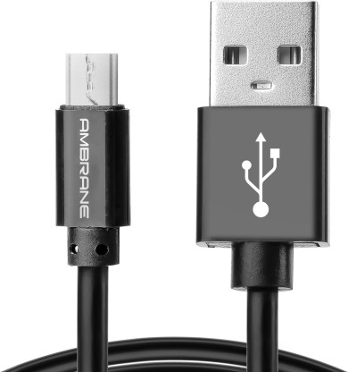Ambrane ACM-1 1m 1 m Micro USB Cable  (Compatible with Tablets, Mobiles, Black, One Cable)