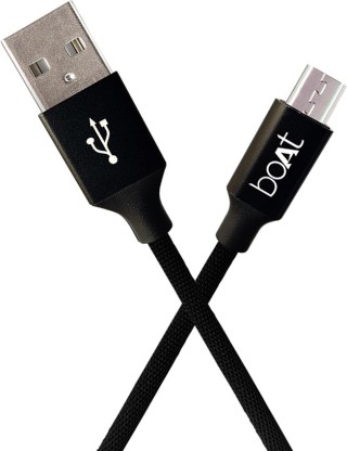 boAt Micro USB 100 1 m Micro USB Cable  (Compatible with Mobile, Black, One Cable)