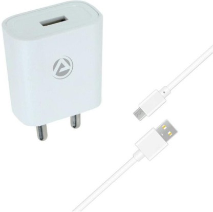ARU AR-155 2.1A Single Port 2 A Mobile Charger with Detachable Cable  (White, Cable Included)