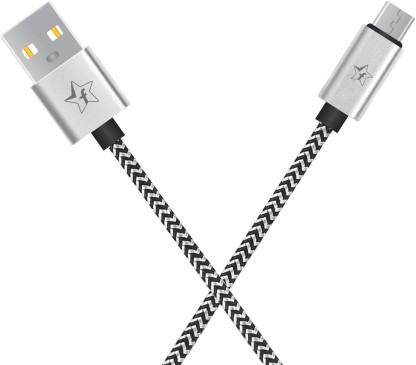 Flipkart SmartBuy AMRBB1M02 1 m Micro USB Cable  (Compatible with Mobile, Power Bank, Tablet, Media Player, Black, Silver, One Cable)
