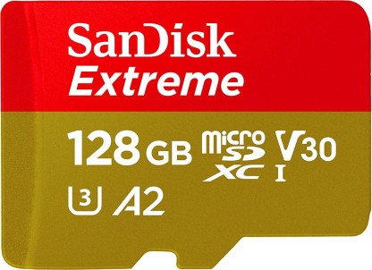SanDisk Extreme A2 128 GB MicroSDXC UHS Class 3 160 MB/s  Memory Card  (With Adapter)