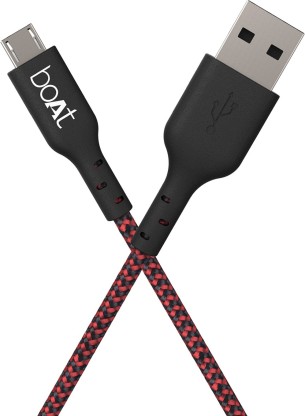 boAt Micro USB150 1.5 m Micro USB Cable  (Compatible with Mobiles, Tablets, Gaming Console, Black, Red)