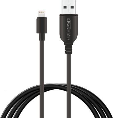 Portronics POR-1029 Konnect Core II 1 m Lightning Cable  (Compatible with Compatible for iOS Devices, Black, One Cable)