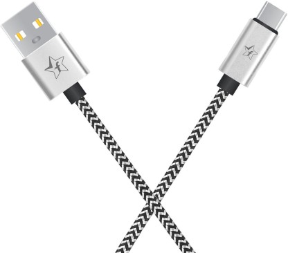 Flipkart SmartBuy USB Type C Cable 2.4 A 1 m ACRBD1M03  (Compatible with Mobile for Type-C Support, Black, White, One Cable)