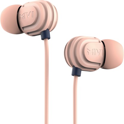 Mivi Rock and Roll W1 Wired Earphones with HD Sound and Powerful Bass with Mic-Champagne Pink Wired Headset  (Peach, In the Ear)