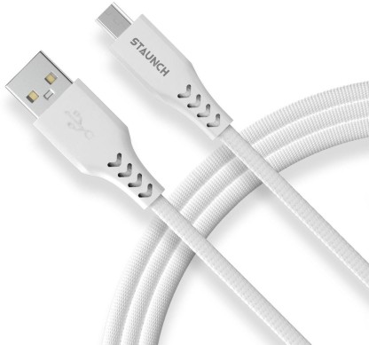 STAUNCH Bolt S4 Premium Sync & Charging Micro USB Cable with Fast Charging 1 m Micro USB Cable  (Compatible with Mobile, Tablet, Camera, White, One Cable)