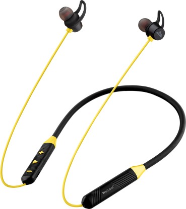WeCool Neckband wireless headphones with 12 hours Play Time Bluetooth Headset  (Yellow, Black, In the Ear)
