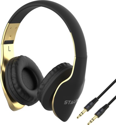 STAUNCH Rock 200 Wired Headset  (Black, Gold, On the Ear)